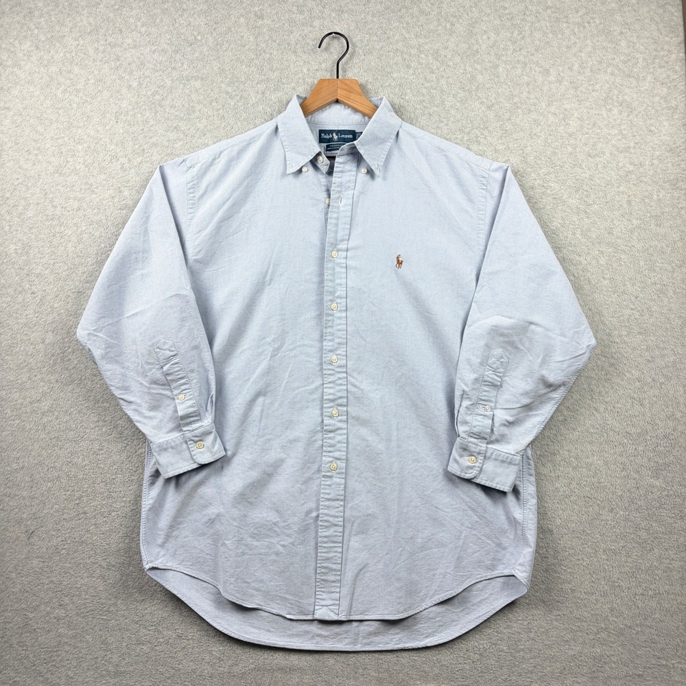 Ralph Lauren Shirt Mens 16.5 32 Blue OCBD Oxford Button Up Yarmouth Ivy Trad